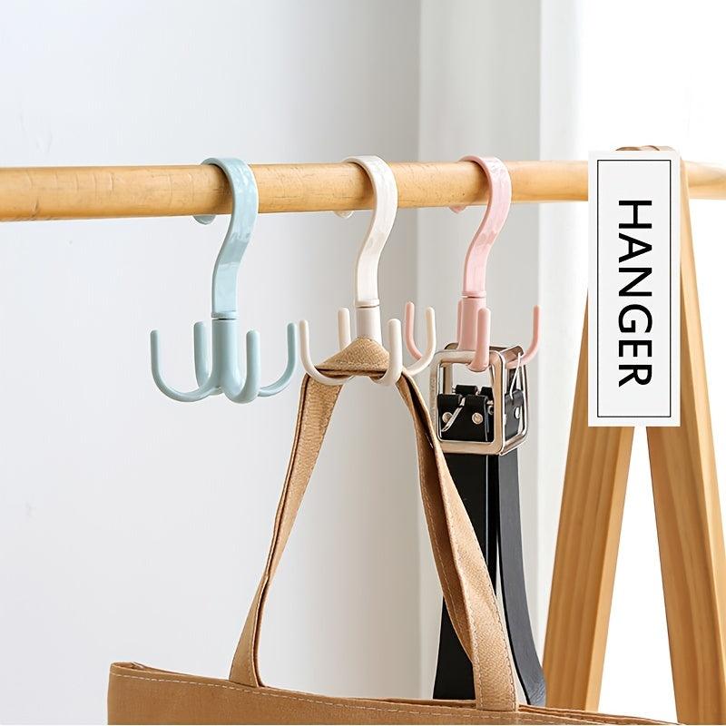 Swivel Four Claw Hook Coat Hanging Bag Tie Rack Wardrobe Scarf Storage