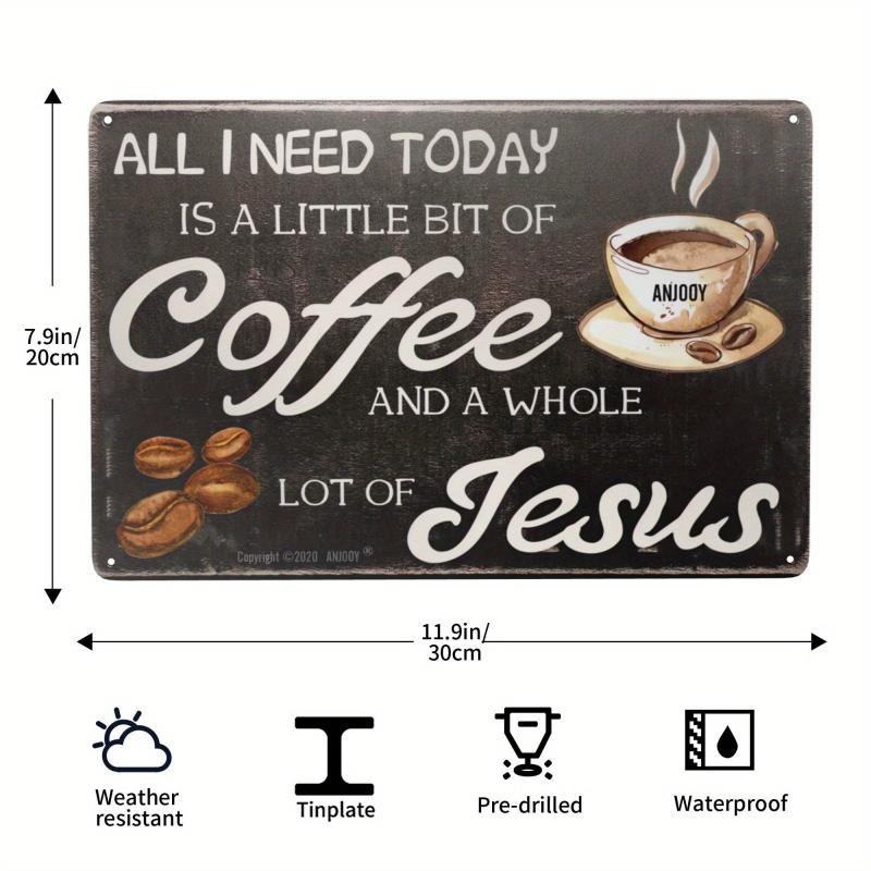 Metal Retro Coffee Bar Tin Sign Open 24 Hours Freshly Brewed Daily 20x30cm