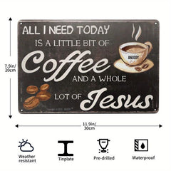 Metal Retro Coffee Bar Tin Sign Open 24 Hours Freshly Brewed Daily 20x30cm