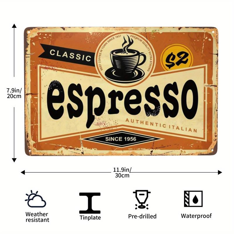 Metal Retro Coffee Bar Tin Sign Open 24 Hours Freshly Brewed Daily 20x30cm