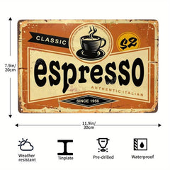 Metal Retro Coffee Bar Tin Sign Open 24 Hours Freshly Brewed Daily 20x30cm