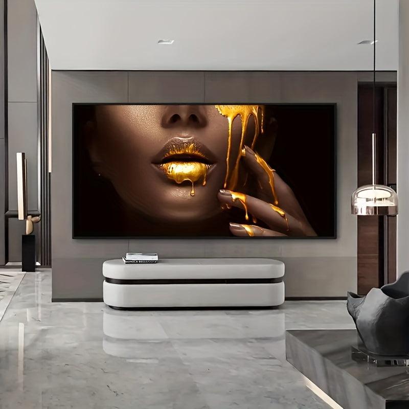 1pc Canvas Poster Modern Art Woman Face Golden Liquid Canvas Poster