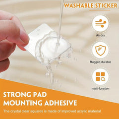 50pcs Square Double Sided Sticky Tape Transparent Washable Reusable Adhesive