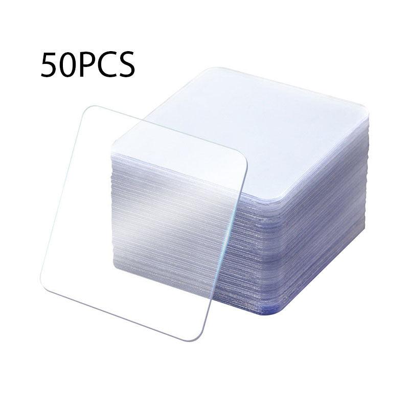 50pcs Square Double Sided Sticky Tape Transparent Washable Reusable Adhesive
