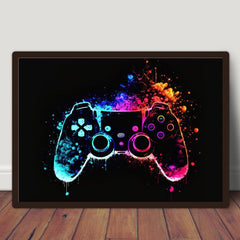 Neon Light Game Controller Painting On Canvas Wall Art