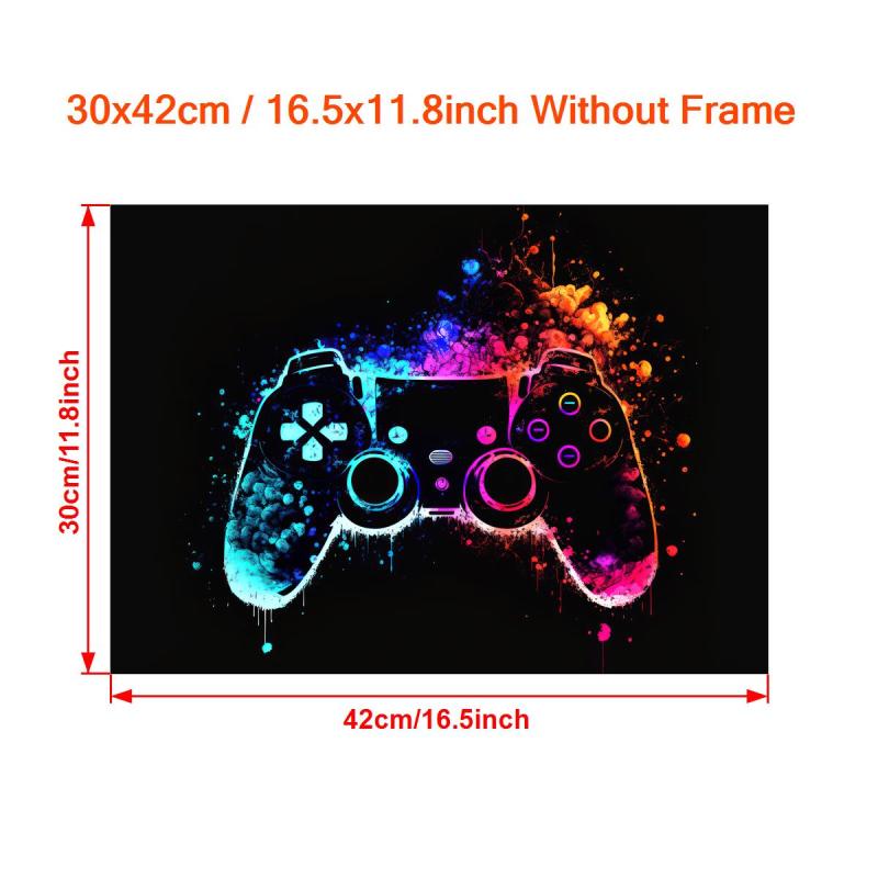 Neon Light Game Controller Painting On Canvas Wall Art