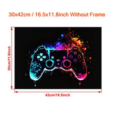 Neon Light Game Controller Painting On Canvas Wall Art