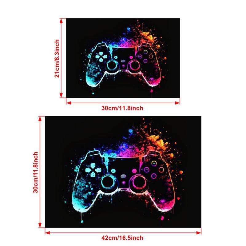 Neon Light Game Controller Painting On Canvas Wall Art