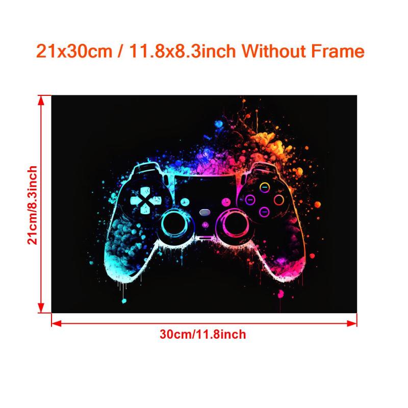 Neon Light Game Controller Painting On Canvas Wall Art