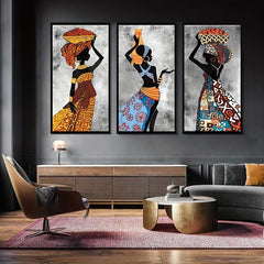 Colorful African Woman Canvas Painting Ethnic Posters And Prints