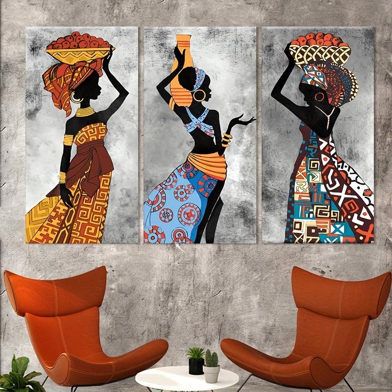 Colorful African Woman Canvas Painting Ethnic Posters And Prints