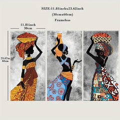 Colorful African Woman Canvas Painting Ethnic Posters And Prints