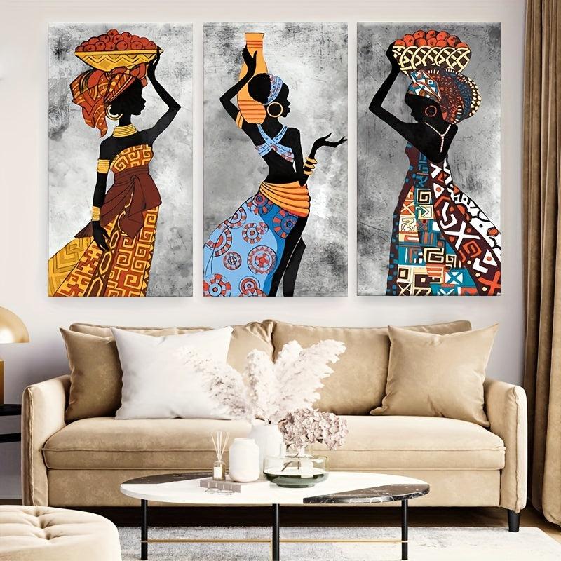 Colorful African Woman Canvas Painting Ethnic Posters And Prints