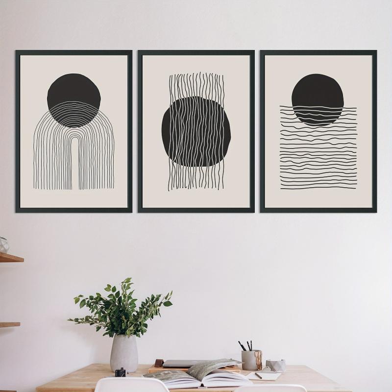 3pcs Abstract Creative Artistic Hand Sketched Compositions Wall Decoration