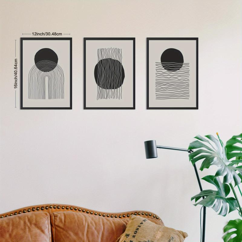 3pcs Abstract Creative Artistic Hand Sketched Compositions Wall Decoration