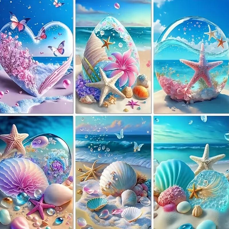 DIY Diamond Painting Ocean Crystal 5D Cube Round Diamond Decorative 20x30cm