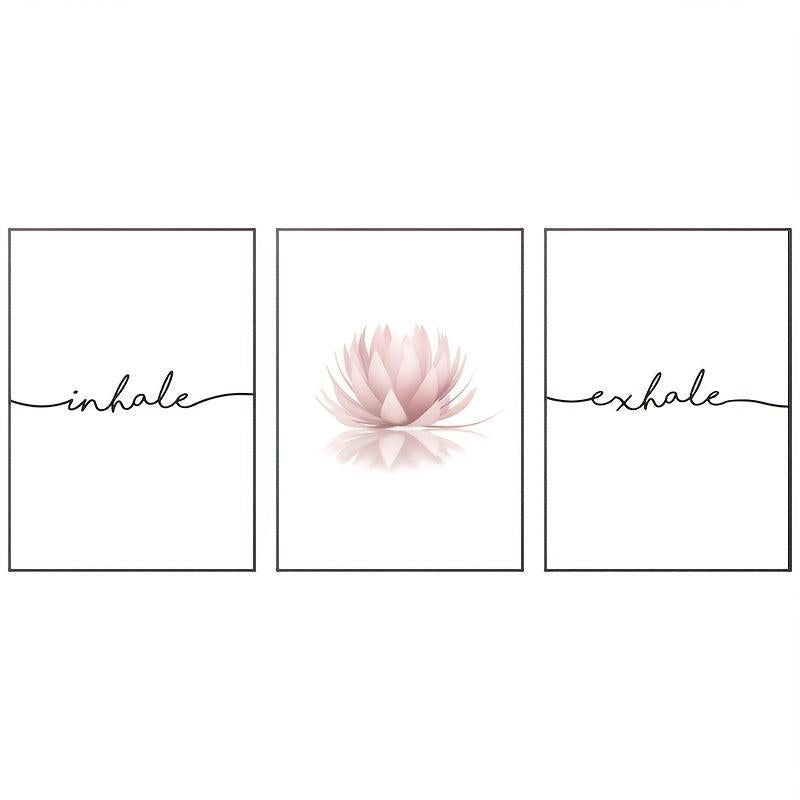 Pink Lotus Flower Canvas Paintings Inhale Exhale Posters Modern Wall Art