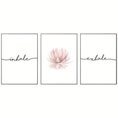 Pink Lotus Flower Canvas Paintings Inhale Exhale Posters Modern Wall Art