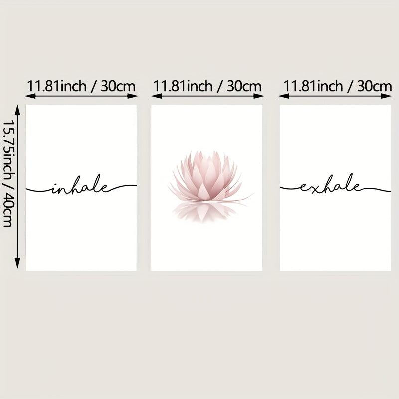 Pink Lotus Flower Canvas Paintings Inhale Exhale Posters Modern Wall Art