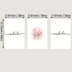Pink Lotus Flower Canvas Paintings Inhale Exhale Posters Modern Wall Art