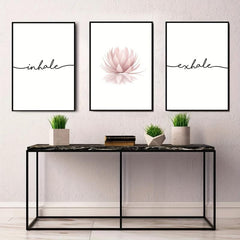 Pink Lotus Flower Canvas Paintings Inhale Exhale Posters Modern Wall Art