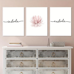 Pink Lotus Flower Canvas Paintings Inhale Exhale Posters Modern Wall Art