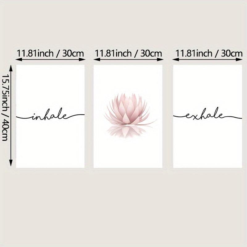 Pink Lotus Flower Canvas Paintings Inhale Exhale Posters Modern Wall Art