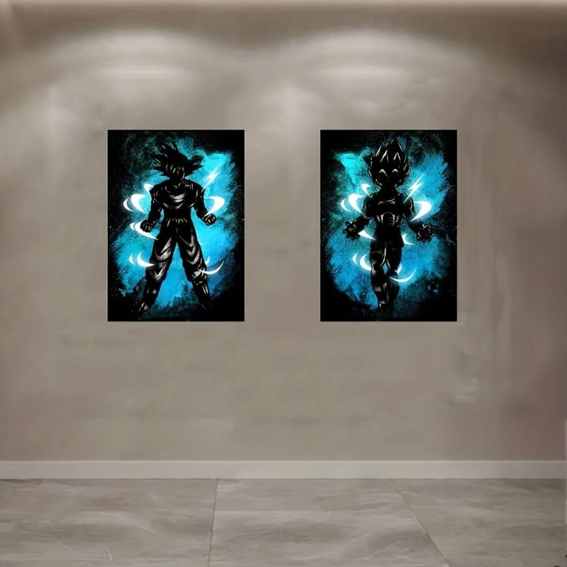 2pcs Dragon Posters Japanese Anime Watercolor Canvas Painting