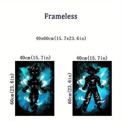2pcs Dragon Posters Japanese Anime Watercolor Canvas Painting