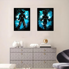2pcs Dragon Posters Japanese Anime Watercolor Canvas Painting