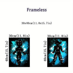 2pcs Dragon Posters Japanese Anime Watercolor Canvas Painting