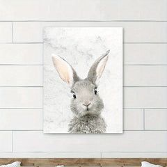 Hare Watercolor Painting Canvas Art Rabbit Wearing Flowers Wall Painting