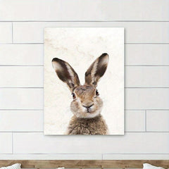 Hare Watercolor Painting Canvas Art Rabbit Wearing Flowers Wall Painting