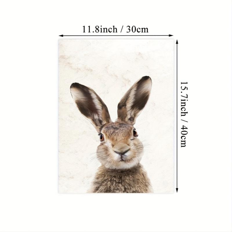 Hare Watercolor Painting Canvas Art Rabbit Wearing Flowers Wall Painting