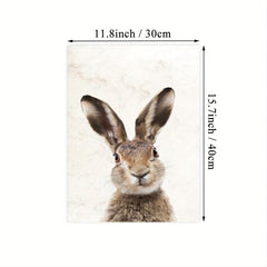 Hare Watercolor Painting Canvas Art Rabbit Wearing Flowers Wall Painting