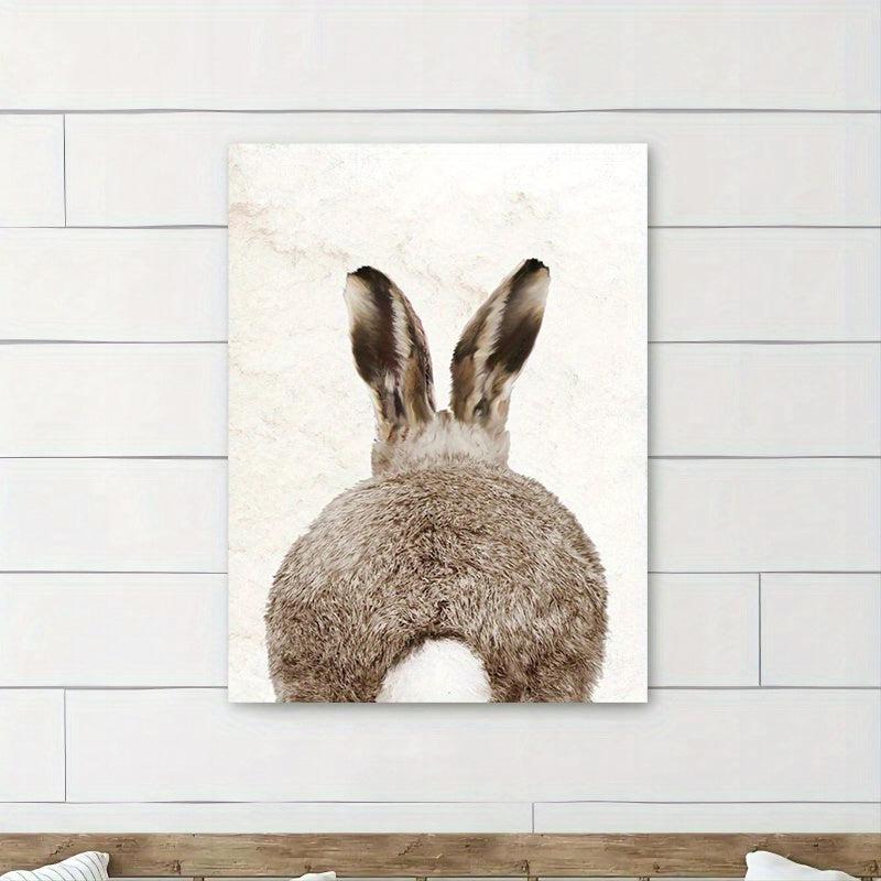 Hare Watercolor Painting Canvas Art Rabbit Wearing Flowers Wall Painting