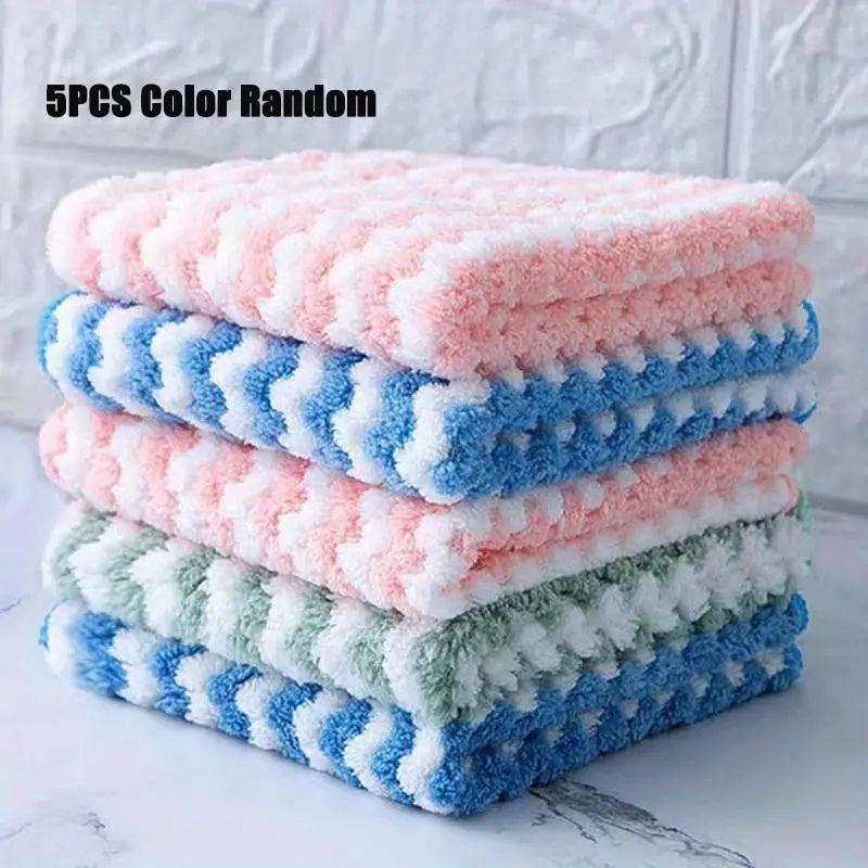 10pcs Coral Velvet Dishwashing Cloth Soft Absorbent Towel