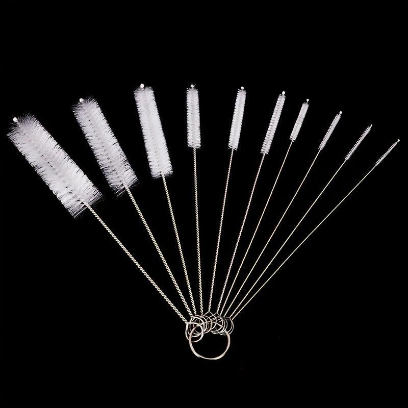 10pcs Stainless Tube Cleaner Brushes Soft Hair Nylon Bottle Fish Tank Pipe Brush