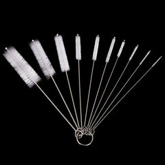 10pcs Stainless Tube Cleaner Brushes Soft Hair Nylon Bottle Fish Tank Pipe Brush