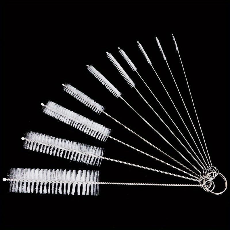 10pcs Stainless Tube Cleaner Brushes Soft Hair Nylon Bottle Fish Tank Pipe Brush