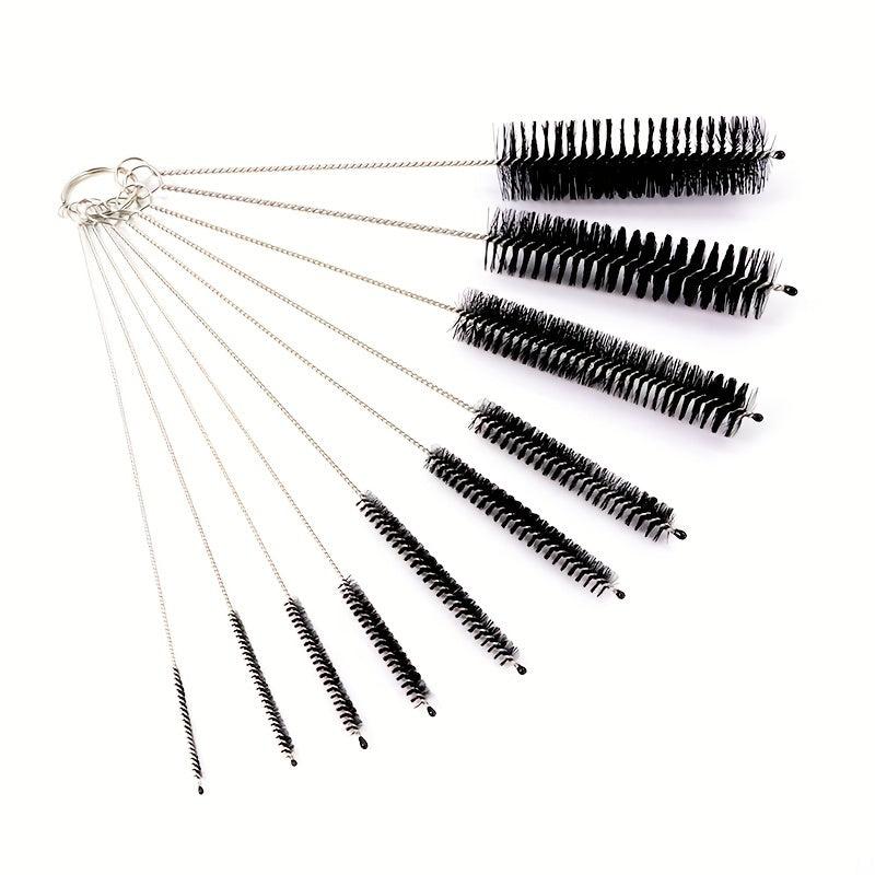 10pcs Stainless Tube Cleaner Brushes Soft Hair Nylon Bottle Fish Tank Pipe Brush