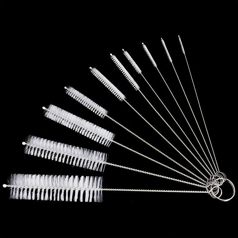 10pcs Stainless Tube Cleaner Brushes Soft Hair Nylon Bottle Fish Tank Pipe Brush