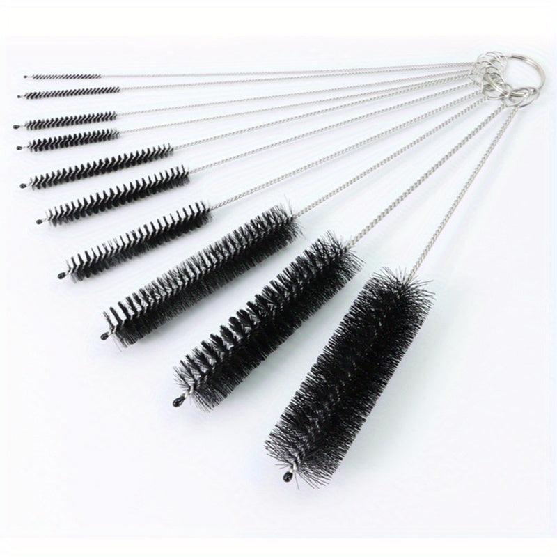 10pcs Stainless Tube Cleaner Brushes Soft Hair Nylon Bottle Fish Tank Pipe Brush