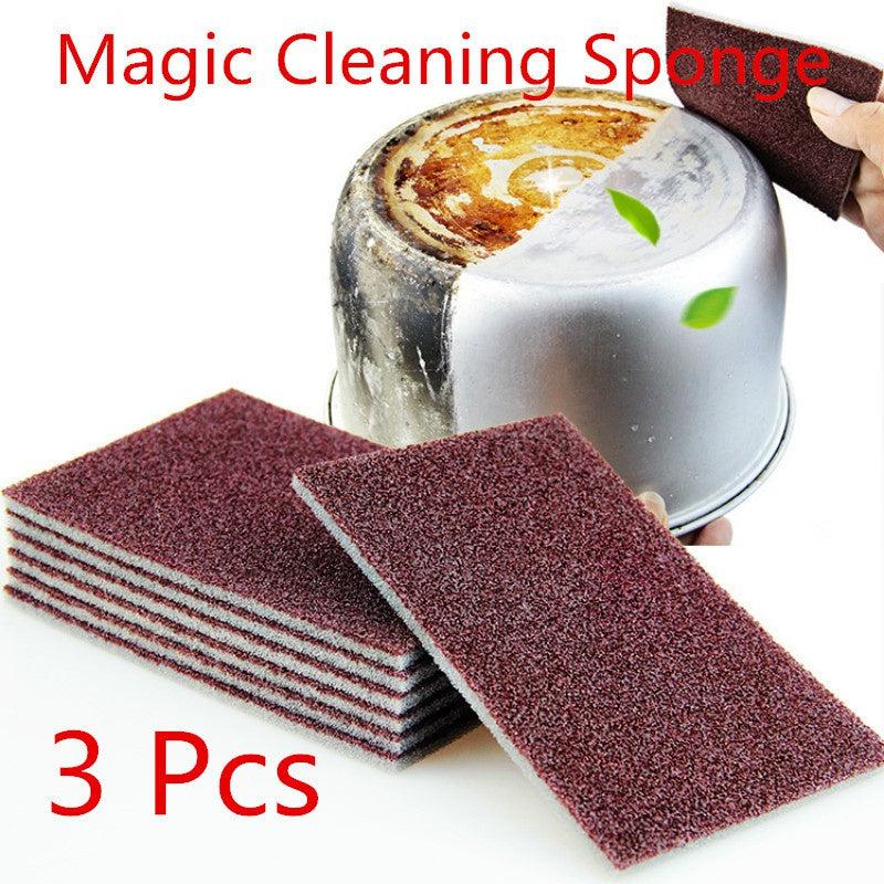 3pcs Carborundum Sponge Clean Stains & Grime Kitchen Dishes Household