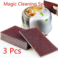 3pcs Carborundum Sponge Clean Stains & Grime Kitchen Dishes Household