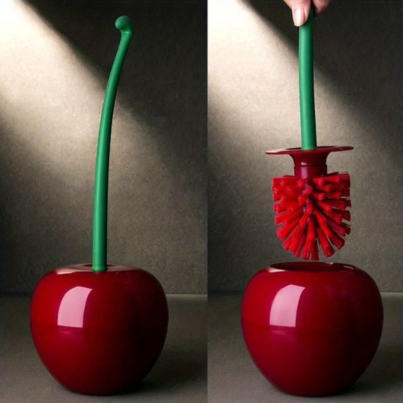 Cherry Toilet Brush With Holder Plastic Long Handle