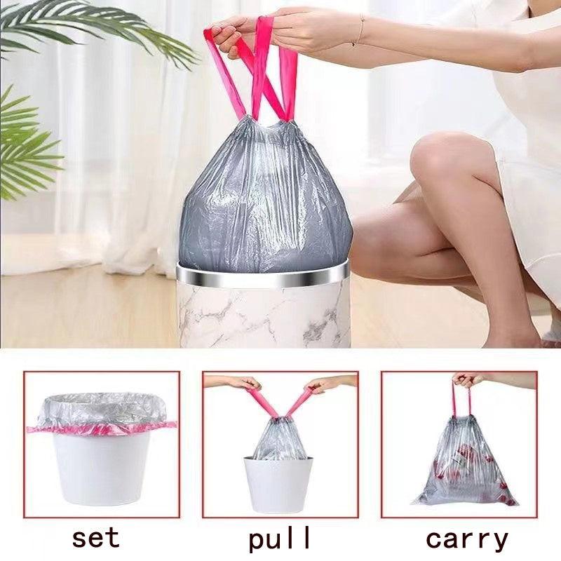 75pcs Drawstring Garbage Bag Automatic Closure Trash Bag Household Waste Bag