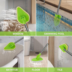 Retractable Floor Tile Scrubber with Long Handle for Kitchen Bathroom Cleaning