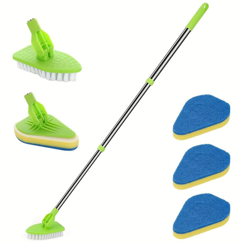 Retractable Floor Tile Scrubber with Long Handle for Kitchen Bathroom Cleaning