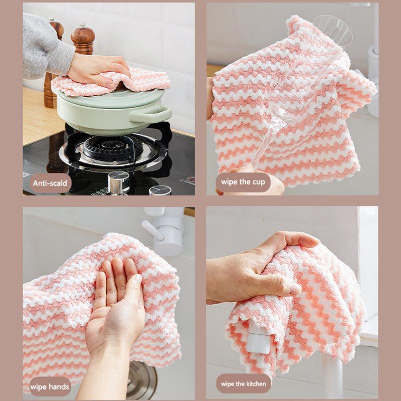 3pcs Microfiber Cleaning Cloth Dish Towel Household Rag Kitchen Dishwashing
